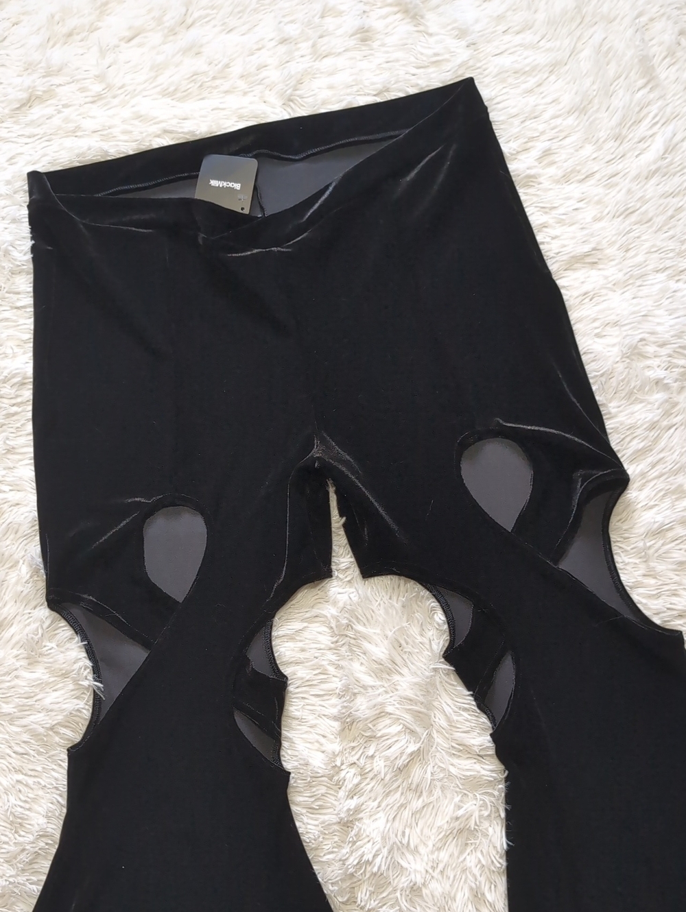 NWT Blackmilk Velvet Black Swirl Thigh Cutout High Waisted Flare Pant XXL - Picture 6 of 14